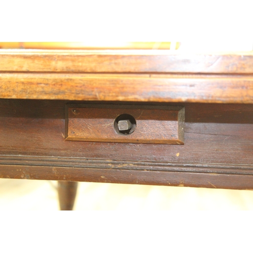 28 - Antique mahogany dining table with turned legs, 134cm x 104cm x 72cm