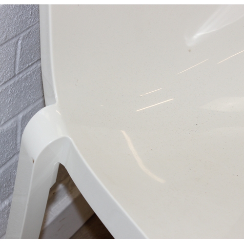 50 - Philip Starck for Kartell Hi-Cut stacking chair in white with green back, suitable for indoor or out... 