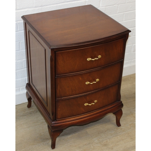 68 - A modern three drawer chest of drawers with decorative brass handles, 51cm x 49cm x 73cm