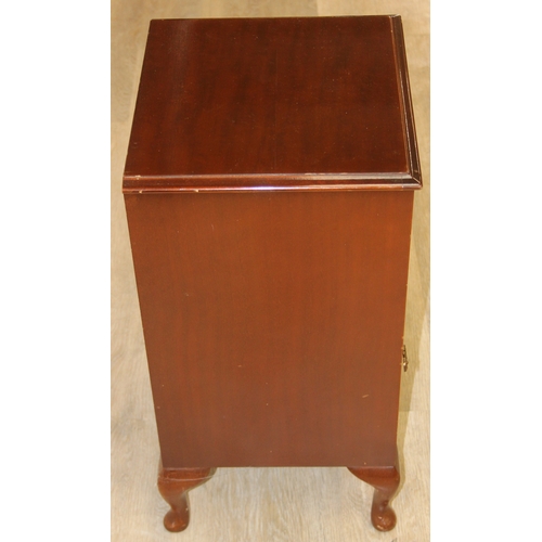 84 - A vintage mahogany bedside cabinet with single cupboard and open section, 40cm x 36cm x 70cm