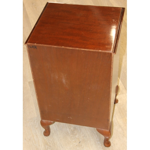 84 - A vintage mahogany bedside cabinet with single cupboard and open section, 40cm x 36cm x 70cm