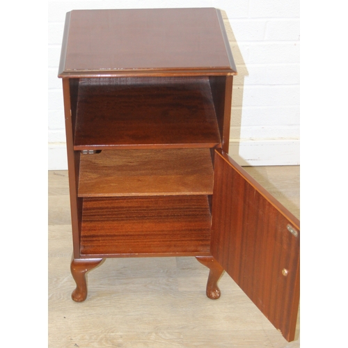 84 - A vintage mahogany bedside cabinet with single cupboard and open section, 40cm x 36cm x 70cm