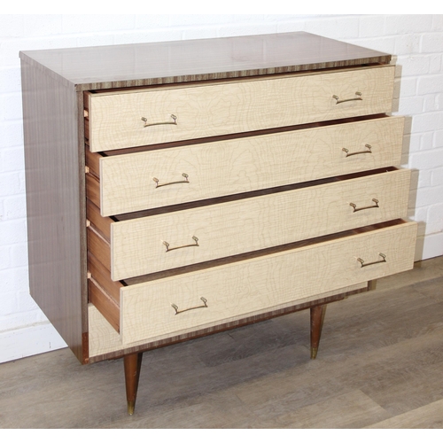 99 - A retro 1950's five drawer chest of drawers and  dressing table with two drawers and small cupboard ... 