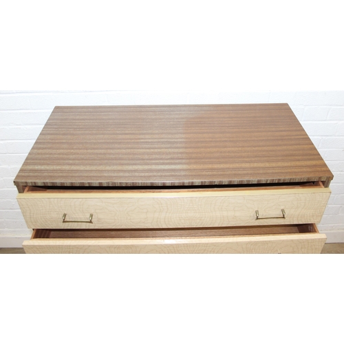 99 - A retro 1950's five drawer chest of drawers and  dressing table with two drawers and small cupboard ... 