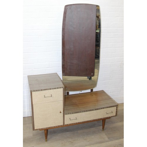 99 - A retro 1950's five drawer chest of drawers and  dressing table with two drawers and small cupboard ... 
