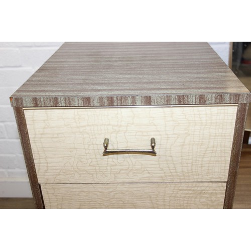99 - A retro 1950's five drawer chest of drawers and  dressing table with two drawers and small cupboard ... 