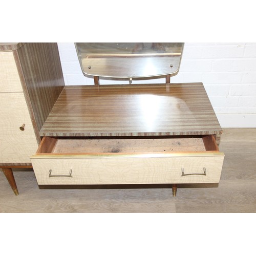 99 - A retro 1950's five drawer chest of drawers and  dressing table with two drawers and small cupboard ... 