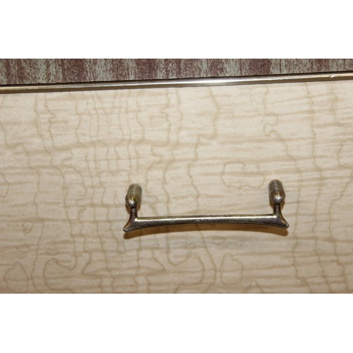 99 - A retro 1950's five drawer chest of drawers and  dressing table with two drawers and small cupboard ... 