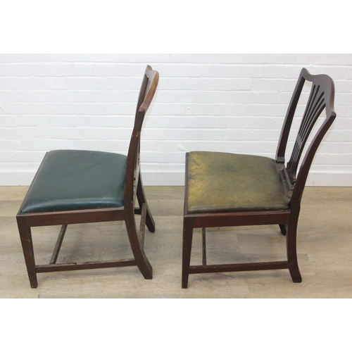 101 - A pair of Georgian mahogany dining chairs with green leather seats, each 89cm tall [2]