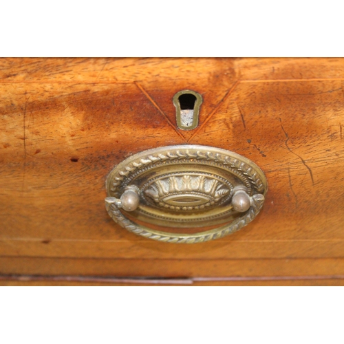 119 - A Regency period mahogany bow fronted sideboard with five drawers and brass handles, 121cm x 68cm x ... 