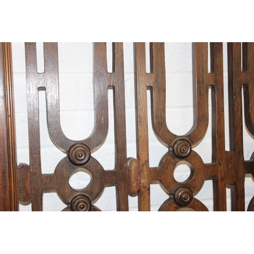 134 - A pair of Chinese style hardwood doors or panels, lattice geometric design, believed to be late 19th... 