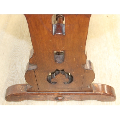 168 - An antique mahogany hall table with fancy legs and turned stretcher, 91cm x 51cm x 71cm