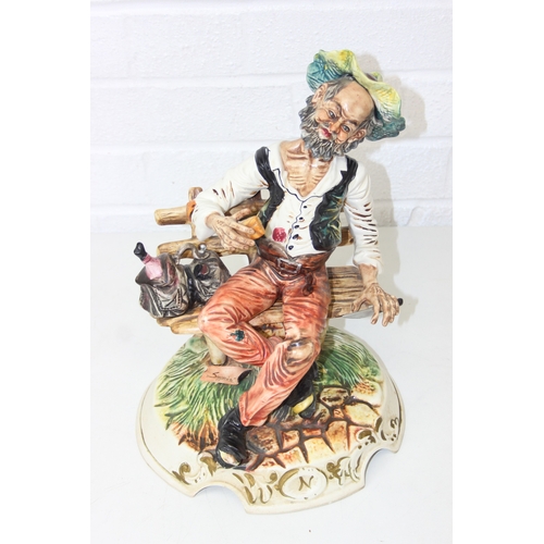 280 - Two decorative figural table lamps with shades, one by B. Merti, the other Capodimonte and a Capodim... 