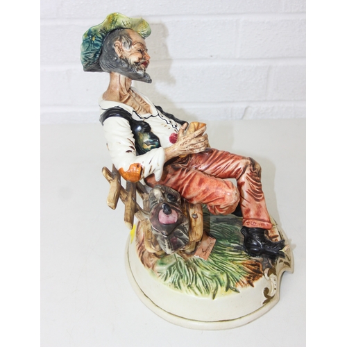 280 - Two decorative figural table lamps with shades, one by B. Merti, the other Capodimonte and a Capodim... 