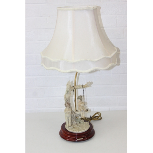 280 - Two decorative figural table lamps with shades, one by B. Merti, the other Capodimonte and a Capodim... 