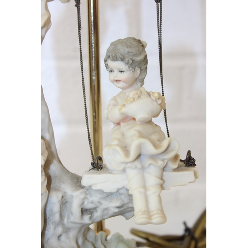 280 - Two decorative figural table lamps with shades, one by B. Merti, the other Capodimonte and a Capodim... 