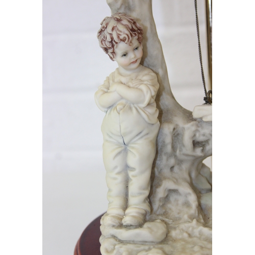 280 - Two decorative figural table lamps with shades, one by B. Merti, the other Capodimonte and a Capodim... 