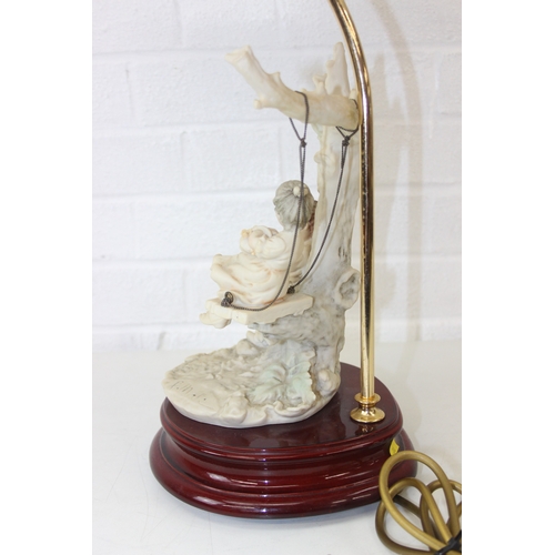 280 - Two decorative figural table lamps with shades, one by B. Merti, the other Capodimonte and a Capodim... 