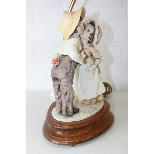 280 - Two decorative figural table lamps with shades, one by B. Merti, the other Capodimonte and a Capodim... 