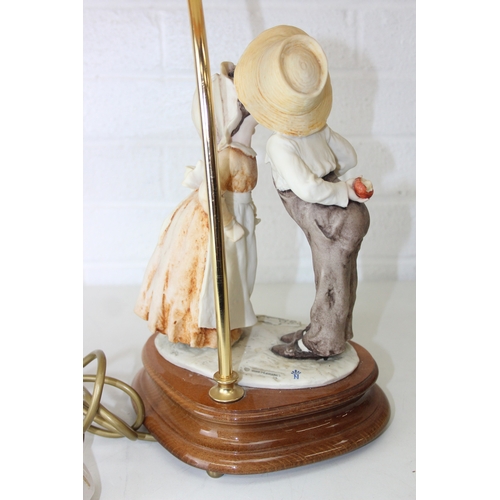 280 - Two decorative figural table lamps with shades, one by B. Merti, the other Capodimonte and a Capodim... 