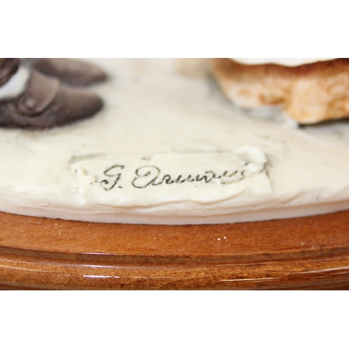 280 - Two decorative figural table lamps with shades, one by B. Merti, the other Capodimonte and a Capodim... 