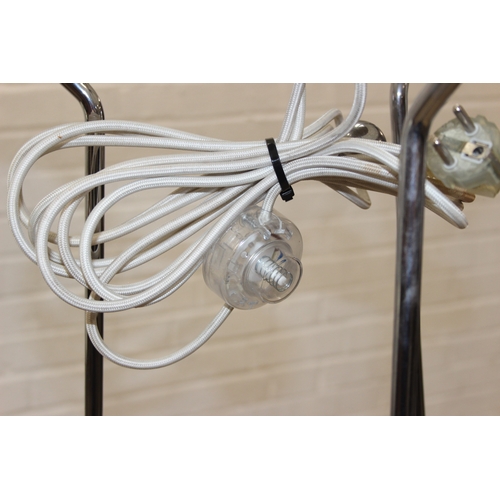 321 - Calligaris Lynx floor lamp with thick white vinyl shade with exposed seams on a chromed metal frame ... 