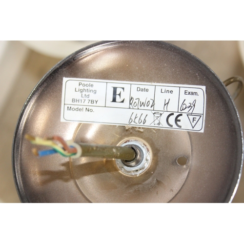 325 - A qty of matching light fittings, all with brushed copper effect bodies and marble effect glass shad... 