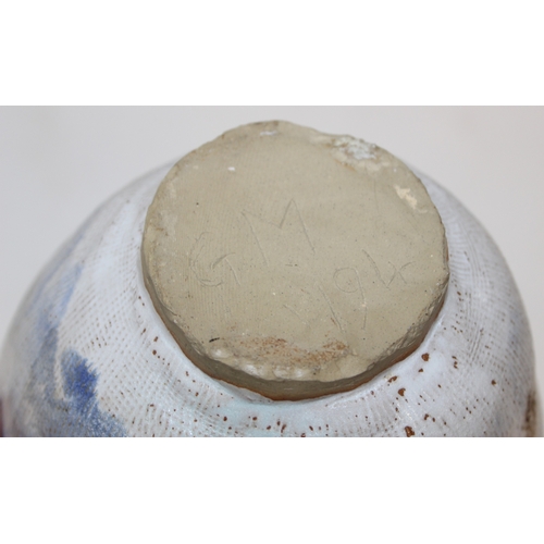 1579 - Two large art pottery vases, one with GM 94 mark to base, the largest 28cm tall [2]