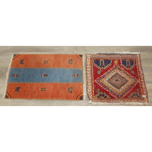 257 - Retro IKEA 1990s Indo Gabbeh B rug plus a smaller vintage example, the largest 60cm x 90cm [2]