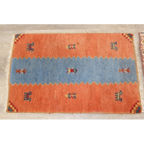 257 - Retro IKEA 1990s Indo Gabbeh B rug plus a smaller vintage example, the largest 60cm x 90cm [2]