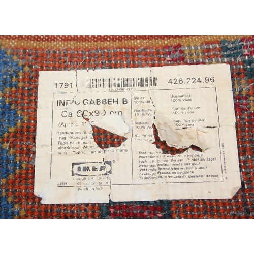 257 - Retro IKEA 1990s Indo Gabbeh B rug plus a smaller vintage example, the largest 60cm x 90cm [2]