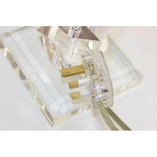 290 - Table lamp with metal and faceted crystal effect stem design, slightly tapered cream shade, 64cm tal... 