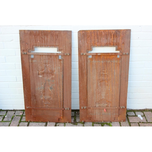 327 - Two antique cast iron fire backs, 51cm x 91cm [2]