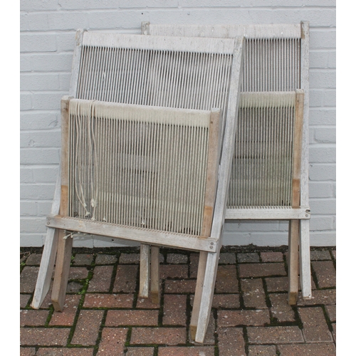 328 - Pair of Jasper Conran style folding garden chairs with strung seats, approx 69 cm tall [2]