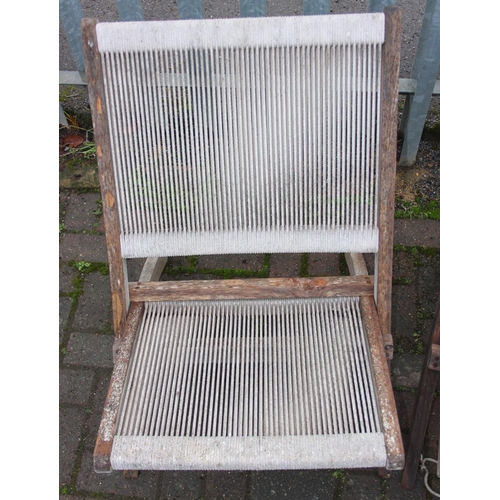 328 - Pair of Jasper Conran style folding garden chairs with strung seats, approx 69 cm tall [2]