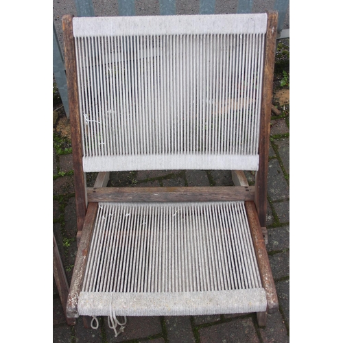 328 - Pair of Jasper Conran style folding garden chairs with strung seats, approx 69 cm tall [2]