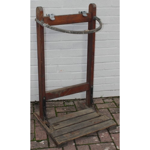330 - A vintage laundry bag holder by Fred Townend of Acton, now ideal for use as an outdoor event bin bag... 