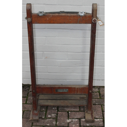 330 - A vintage laundry bag holder by Fred Townend of Acton, now ideal for use as an outdoor event bin bag... 
