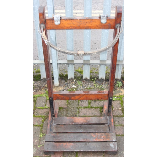 330 - A vintage laundry bag holder by Fred Townend of Acton, now ideal for use as an outdoor event bin bag... 