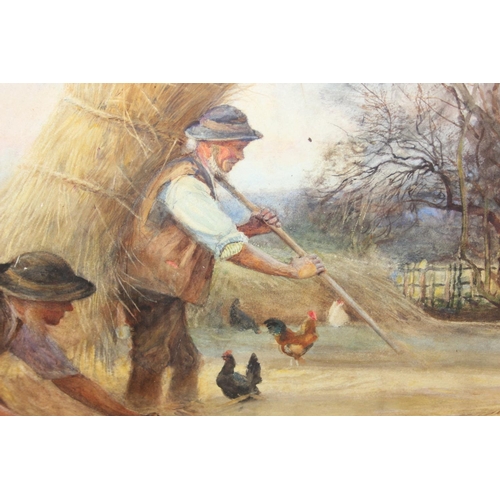360 - John Pedder R.I. (British, 1850-1929)watercolour depicting farmers twisting and moving hay or straw... 