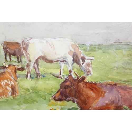 375F - John Pedder R.I. (British, 1850-1929)
watercolour on paper depicting cows grazing, 
unsigned but fro... 