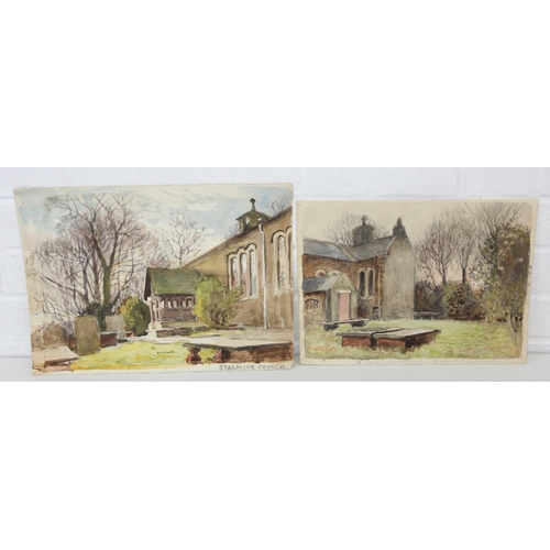377D - John Pedder R.I. (British, 1850-1929)
Two watercolours on paper depicting Stalmine Church in Lancash... 
