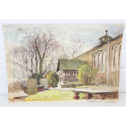 377D - John Pedder R.I. (British, 1850-1929)
Two watercolours on paper depicting Stalmine Church in Lancash... 