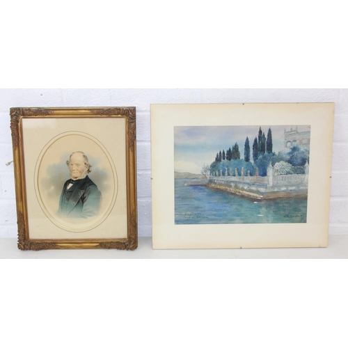 443 - An antique coloured print in decorative gilt frame, believed to be Herbert Spencer (1820-1903), 36cm... 