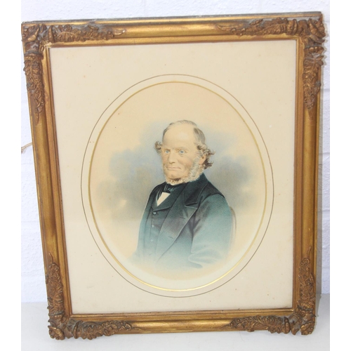 443 - An antique coloured print in decorative gilt frame, believed to be Herbert Spencer (1820-1903), 36cm... 