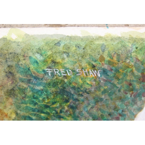 453B - Fred Shaw (British 1848-1923), small unframed watercolour depicting a Victorian female tending to a ... 