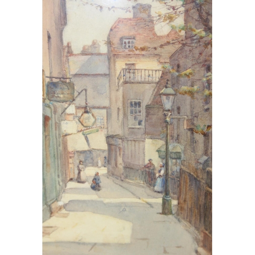 459 - Attributed to Mary Hill (19th Century), watercolour of Perrin's Court, London, initialled MH and ann... 