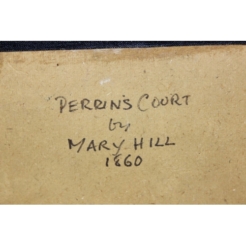 459 - Attributed to Mary Hill (19th Century), watercolour of Perrin's Court, London, initialled MH and ann... 