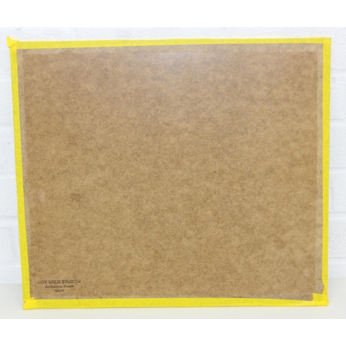 460 - An unusual mid-century watercolour depicting street musicians busking in the rain, indistinctly sign... 