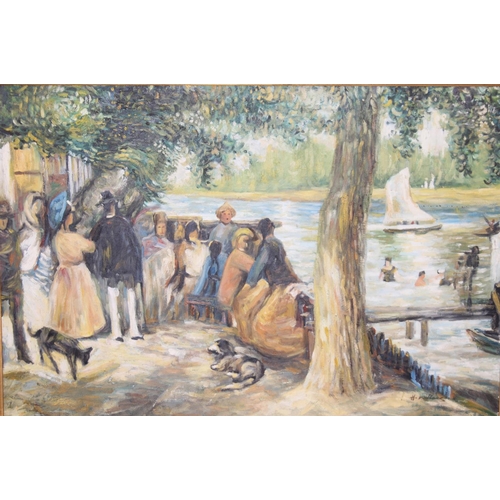 478 - H. Williams (20th century) - a large decorative Impressionist style oil on canvas depicting a scene ... 